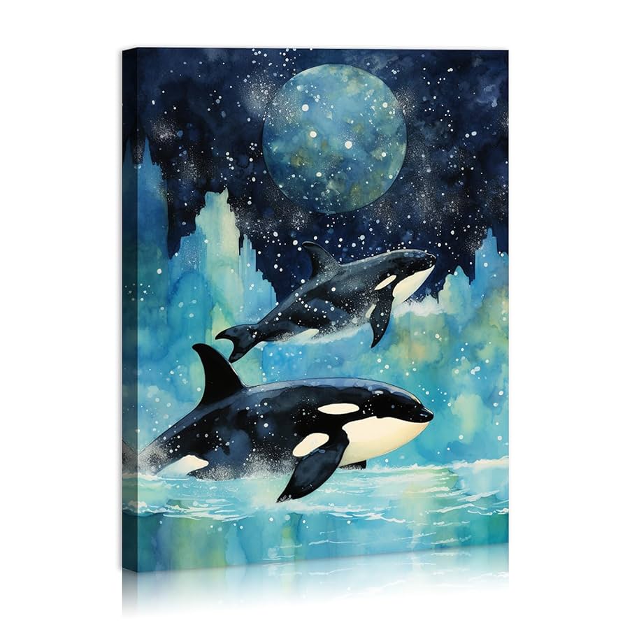 Amazon.co.jp: シャチ ウォールアート 水彩画 抽象 動物